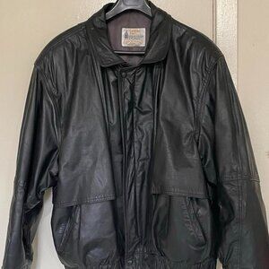 London Fog Men's Leather Jacket Size 46 XXL - Has Flaws